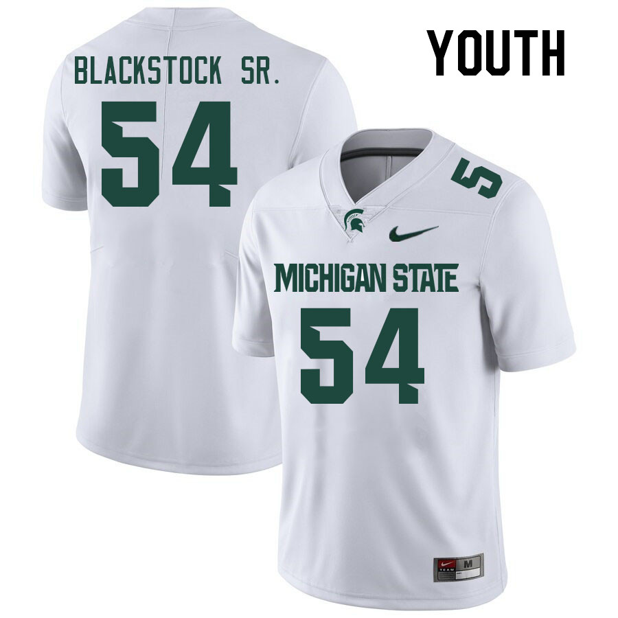 Youth #54 Keyshawn Blackstock Sr. Michigan State Spartans College Football Jerseys Stitched Sale-Whi